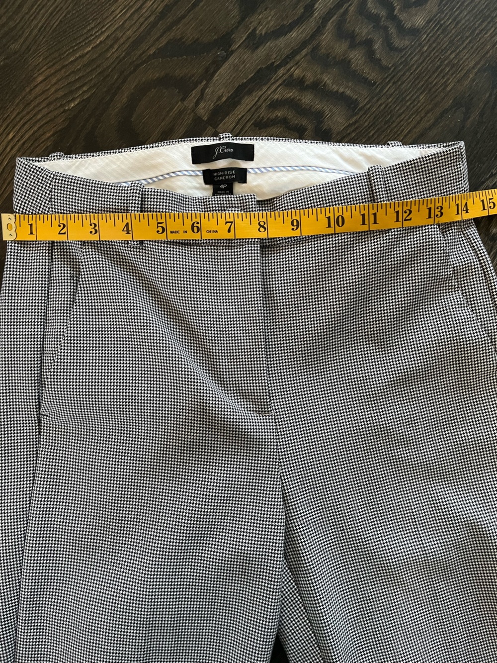 J. Crew Cameron Black White High Rise Houndstooth Cropped Pants Pockets Size 4P - Picture 8 of 10